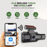 Kamera samochodowa DriveVision połączona przez wifi ze smartfonem do podglądu na żywo i odtwarzania wideo przez aplikację