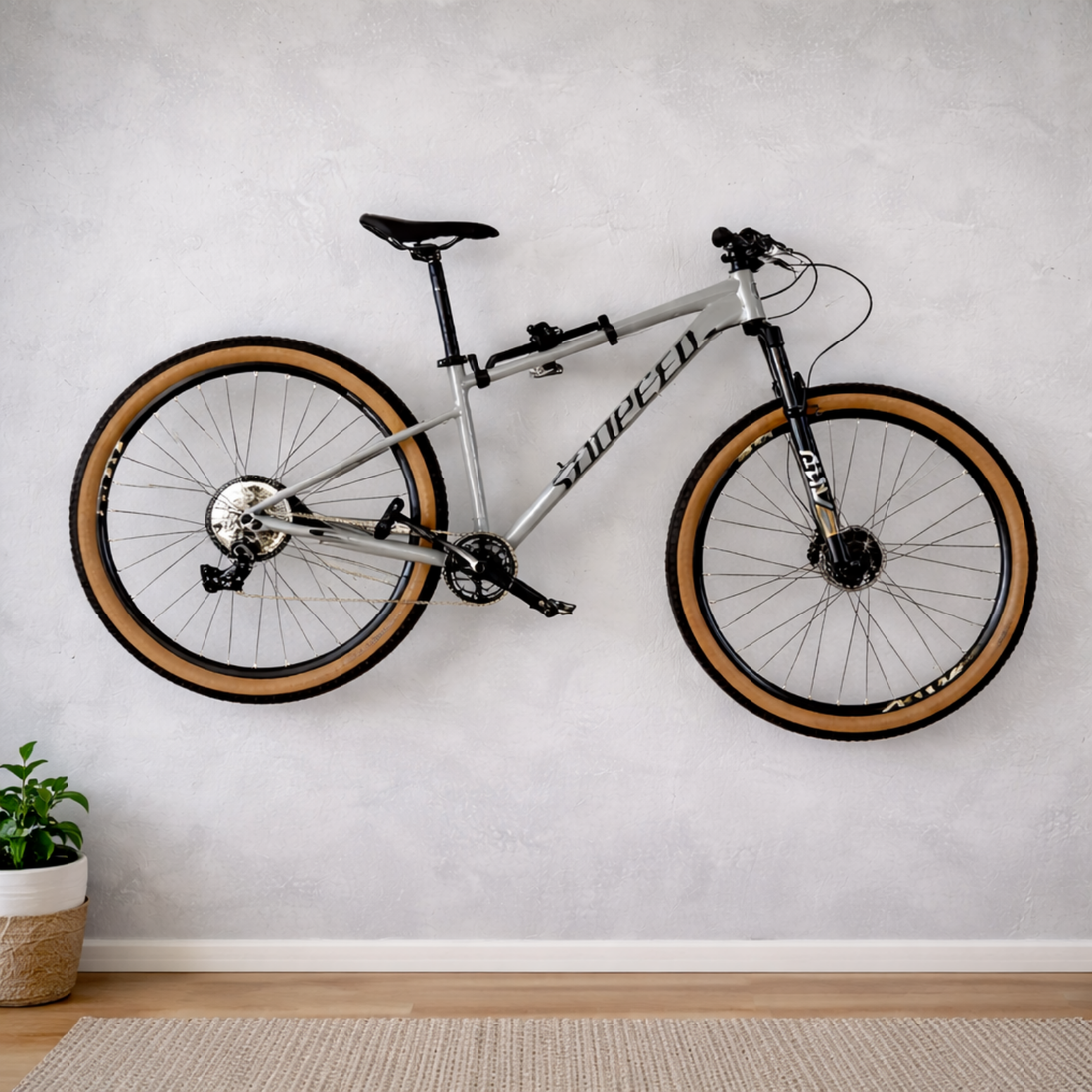 Regulowany system zawieszenia roweru na ścianę – wytrzymały do 60 kg